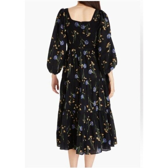 Madewell Xiomara Floral Print Long Sleeve Cotton Dress Size 0 - Picture 6 of 16